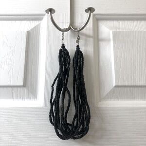 Express black wooden beaded necklace multiple strands with adjustable clasp